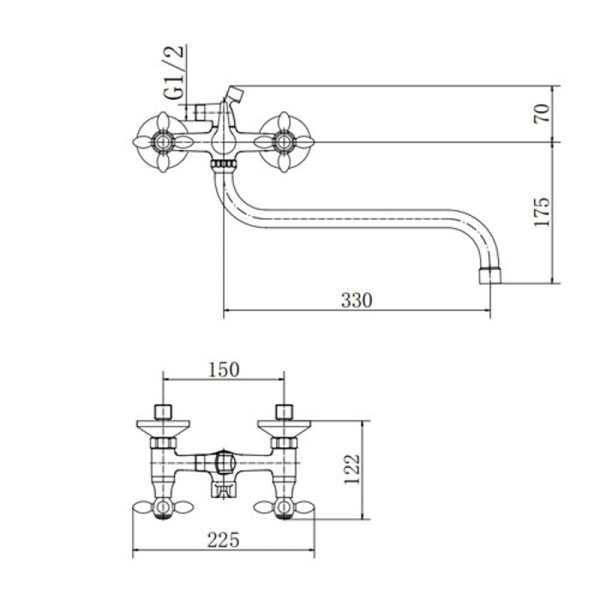 Смеситель для ванны FASHUN A2227-2, хром