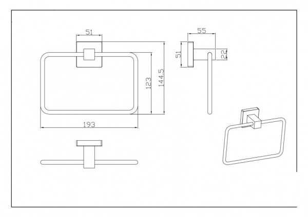 Полотенцедержатель CeramaLux Quadro 61906