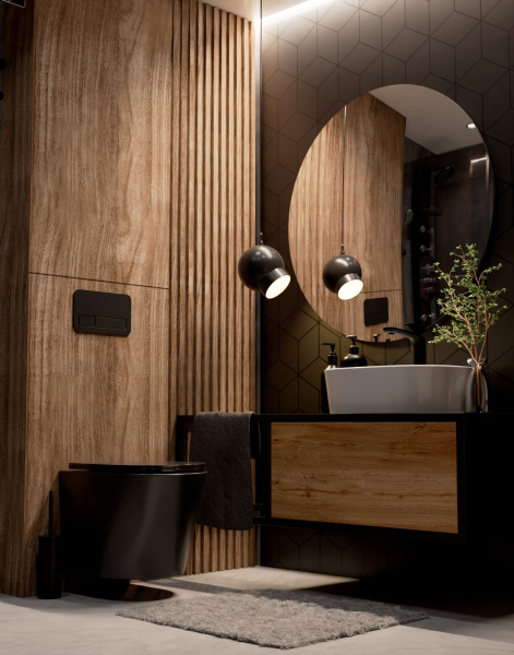 AQM2001MB Унитаз подвесной с сиденьем SoftClose, Rimless, скрыт крепеж. 515x355x365, черный матовый