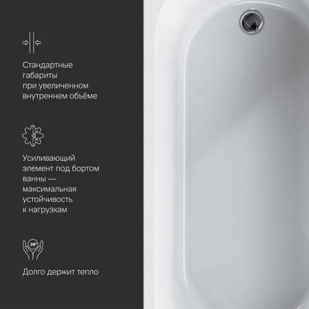 W94A-180-080W-A X-Joy Ванна акриловая AM.PM 180х80