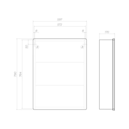 Зеркальный шкаф VIGO Geometry 117, 60 см