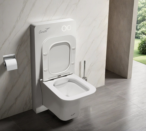 Модуль - инсталляция G111W из белого стекла Ceruttispa, приставная, для подвесных унитазов