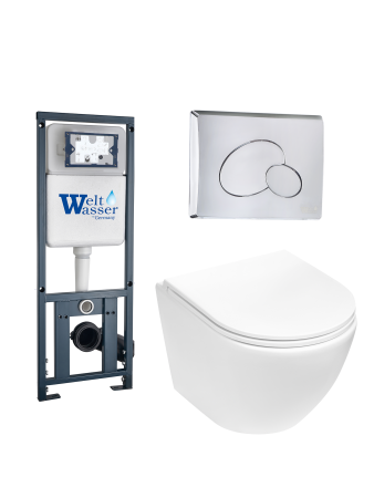Комплект инсталляции с унитазом Weltwasser MARBERG 410 + MERZBACH 043 MT-WT + MAR 410 RD-CR