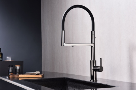 Смеситель для кухни Paulmark TORNADO To213402-GB, глянцевый черный