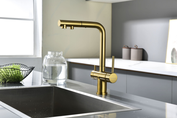 Смеситель для кухни Paulmark SERPENTINE Se213222-BG, брашированное золото