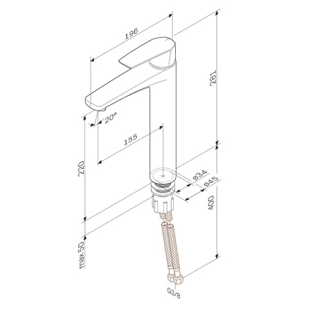 F90A92022 Gem Смеситель для умывальника AM.PM высокий, черный.