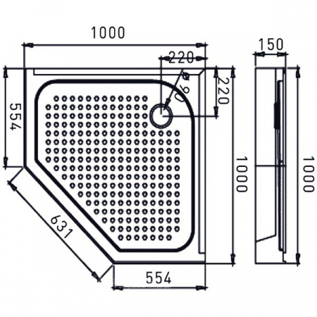 Душевой поддон Erlit AB10017V 100x100x15