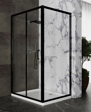 Душевой уголок Roxen Caspia 55060-100B-L 100x80 левый, прозрачное стекло/профиль черный