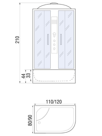 Душевая кабина River DUNAY 120/90/44 L ТН 1200х900х2100мм