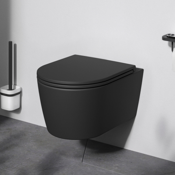 C8F1700MBSC Func подвесной унитаз 49 см FlashClean с сиденьем микролифт, черн мат