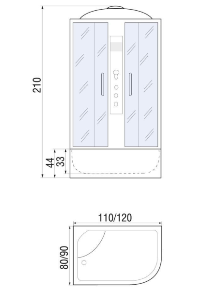 Душевая кабина River DUNAY 120/90/44 L ТН 1200х900х2100мм
