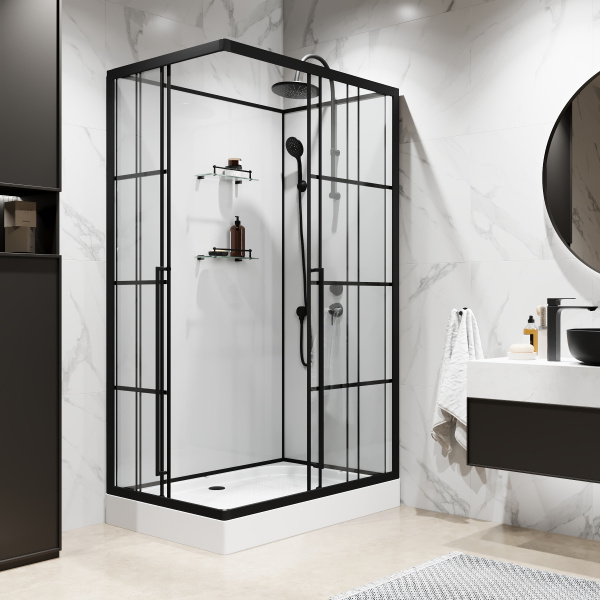 Душевая кабина Niagara Standart ST120/80/15QR/KL/BKT (120х80х225) поддон низкий(15см),черный,стекло прозрачное