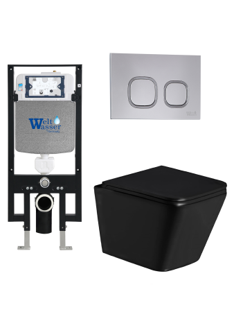 Комплект инсталляции с унитазом Weltwasser AMBERG 497 + GELBACH 043 GL-BL + AMBERG RD-CR