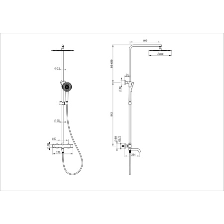 Душевая система с термостатом WONZON & WOGHAND, Хром (WW-88739903-CR)