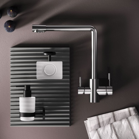 F85B05711 X-Joy S, Смеситель для кухни AM.PM с L-изливом с каналом для питьевой воды, сатин