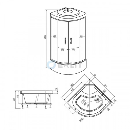 Душевая кабина Erlit Comfort ER3508TP-C3 80x80