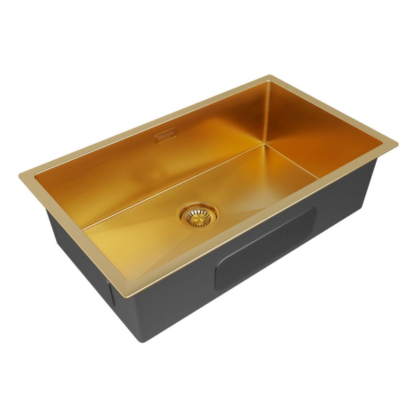 Мойка Paulmark ALLER 74 UNI PM807444-BG 440х740х200 мм, нержавеющая сталь AISI 304, брашированное золото