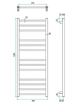 Полотенцесушитель ГРОТА ECOCLASSIK 30/120