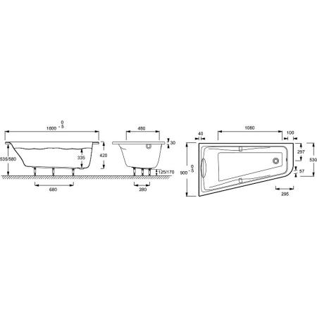 Акриловая ванна Jacob Delafon Odeon Up 160x90 L E6065RU-00 без гидромассажа