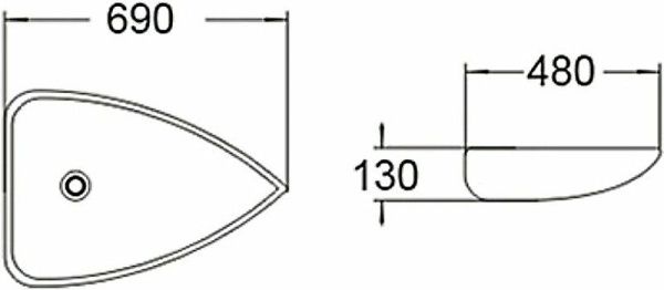 Раковина SantiLine SL-1033 69х48 белая