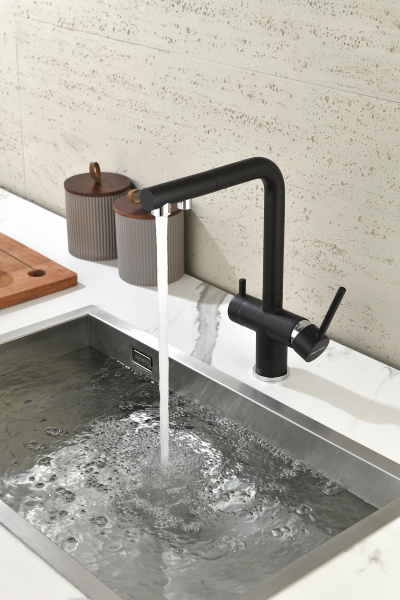 Смеситель для кухни Paulmark SERPENTINE Se213222-418, черный металлик