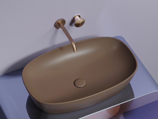 Умывальник чаша накладная овальная Ceramicanova Element 600*380*138мм, Темно-коричневый матовый, CN6049MDB