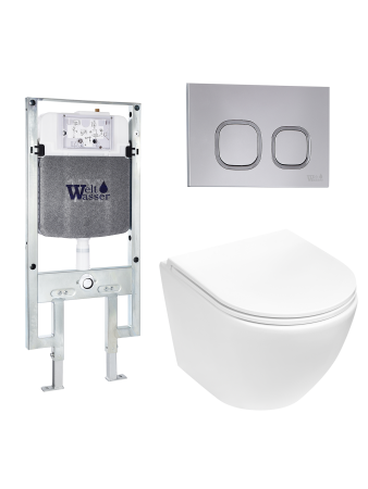 Комплект инсталляции с унитазом Weltwasser AMBERG 497 ST + MERZBACH 043 MT-WT + AMBERG RD-CR