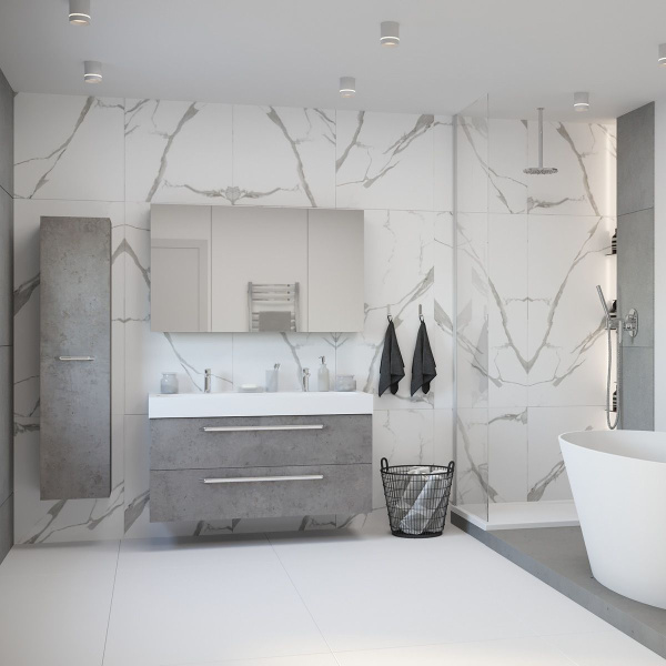 Тумба под умывальник Belux подвесная Стокгольм 120-02 Бетон Чикаго светло-серый