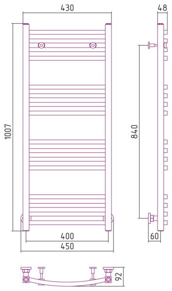 Полотенцесушитель Сунержа Аркус 1000x400 00-0251-1040