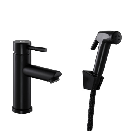 Смеситель для раковины с гигиеническим душем FASHUN A58101A-7, черный