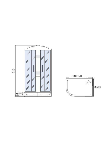 Душевая кабина МОНОМАХ МОНОМАХ 110/80/24 МЗ R 1100х800х2100мм