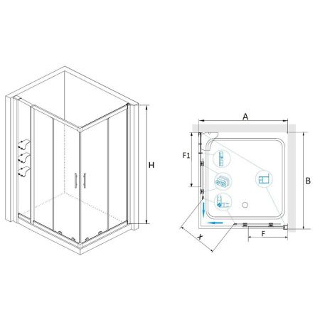 Душевой уголок RGW HO-43 (HO-31 + Z-42) 03064381-11 110х80х195 см, хром