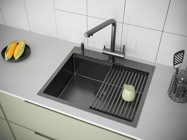 Мойка Paulmark KRONER-PRO 59 PM705951-GM 510х590х200 мм, нержавеющая сталь, вороненая сталь