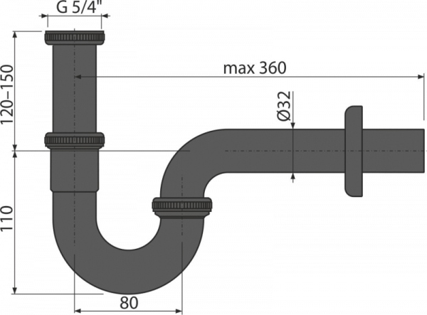 Сифон для умывальника AlcaPlast A4320BLACK