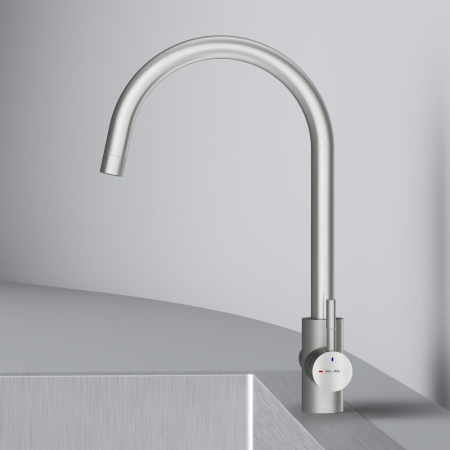 F85B07711 X-Joy S, Смеситель для кухни AM.PM с С-изливом с каналом для питьевой воды, сатин