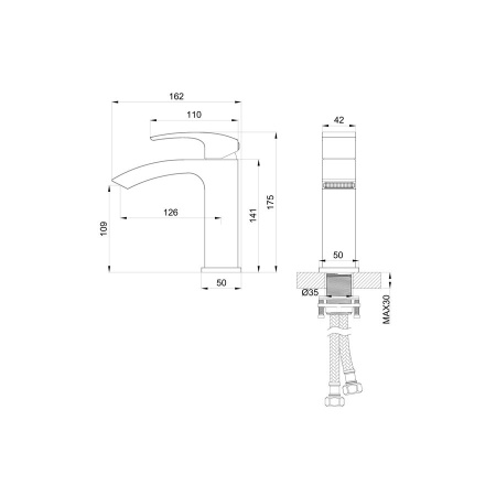 Смеситель для раковины WONZON & WOGHAND, Черный матовый (WW-88139009-MB)