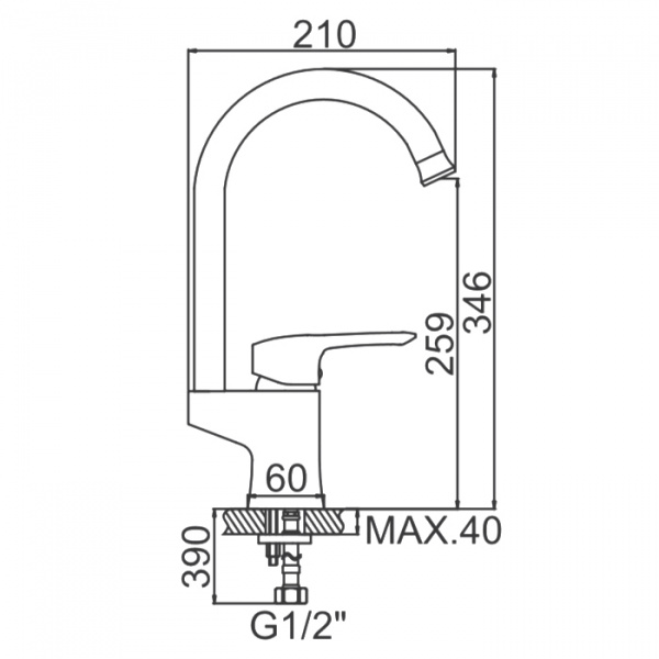 Смеситель для мойки Ledeme H25A L4025A