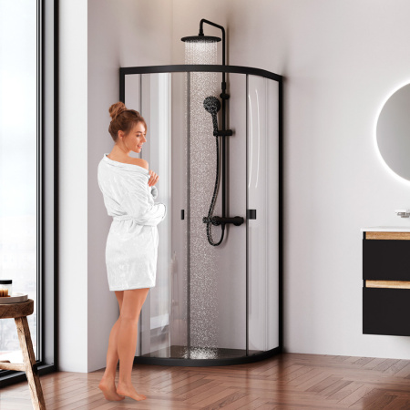 W88G-205-080BT64 X-Joy Twin Slide,  Душевое ограждение AM.PM без  поддона, 80x80, профиль черный
