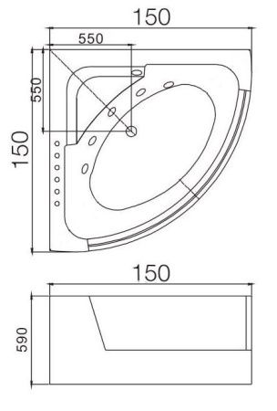 Ванна акриловая WeltWasser WW CONSTANCE 150 BL 150х150х59 г/м черная