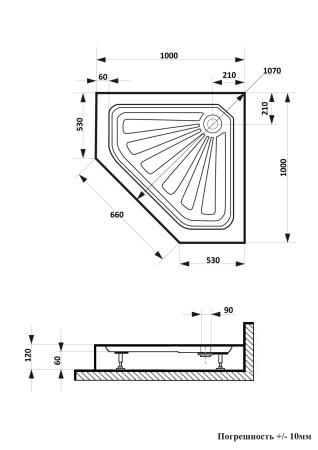 Поддон P101 Ceruttispa пентагональный (100х100х12)