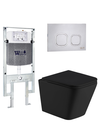 Комплект инсталляции с унитазом Weltwasser AMBERG 497 ST + GELBACH 043 MT-BL + AMBERG RD-MT CR