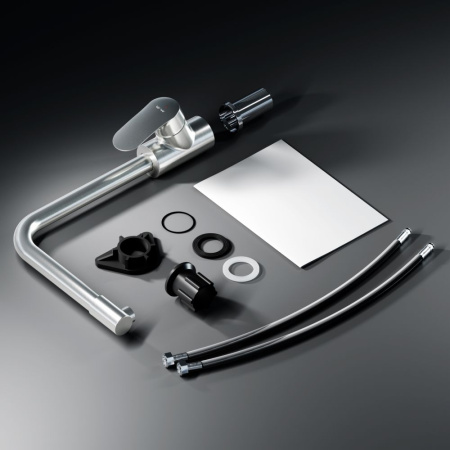 F8005711 Like, Смеситель для кухни AM.PM с каналом для питьевой воды, L-излив, сатин