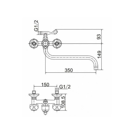Смеситель для ванны FASHUN A2626-3, хром