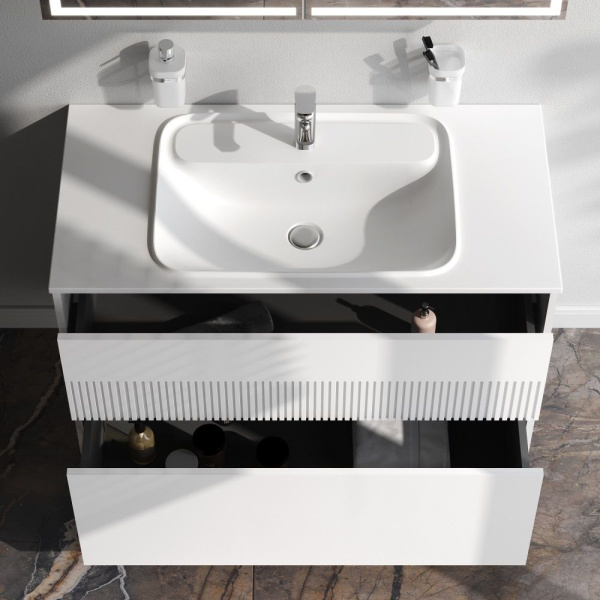 M8FFUX1002WM Func База под раковину AM.PM (push-to-open), 100 см, цвет белый матовый