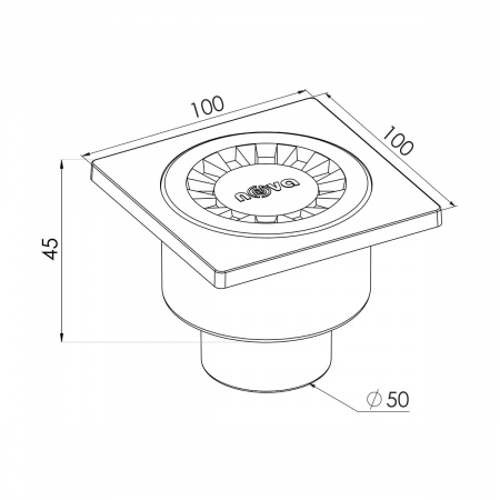 Трап сантехнический Nova Plastik 5060 пластмассовый 10*10, нижний, Ø50