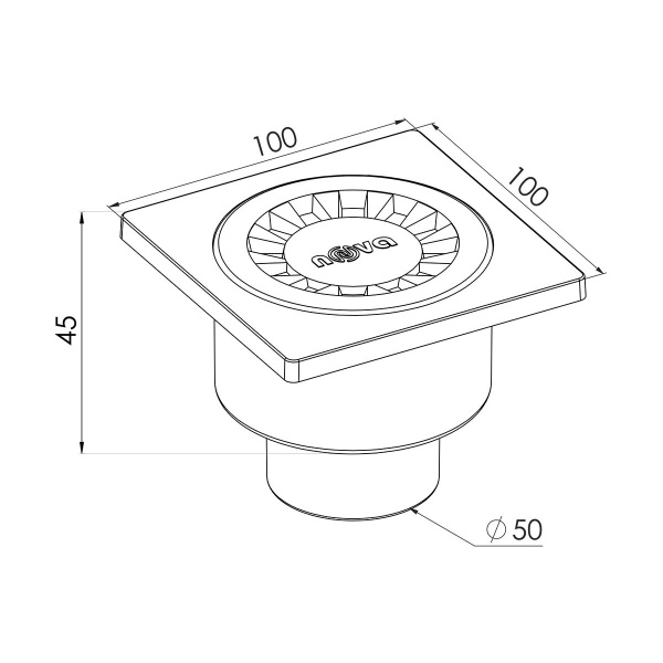 Трап сантехнический Nova Plastik 5060 пластмассовый 10*10, нижний, Ø50