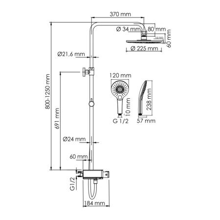 Душевая система WasserKRAFT A113.067.101.CH Thermo с термостатическим смесителем