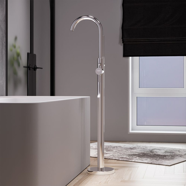 365000000 Scandinavian Pure Смеситель для ванны и душа AM.PM, отдельностоящий, с ручным душем и шлангом, х