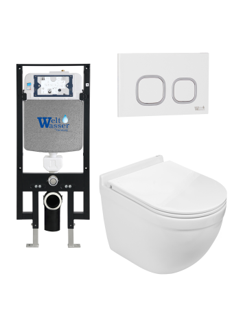 Комплект инсталляции с унитазом Weltwasser AMBERG 497 + HEIMBACH 043 GL-WT + AMBERG RD-WT