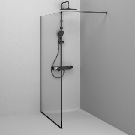 W84WI-120-F1-BTE Душевая перегородка AM.PM Func 120x200, стекло прозр. 8 мм + покрытие, профиль черный